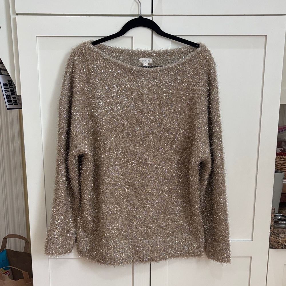 Pilcro By Anthropologie Long Sleeve Oversized Boatneck Tinsel Sweater Size XS